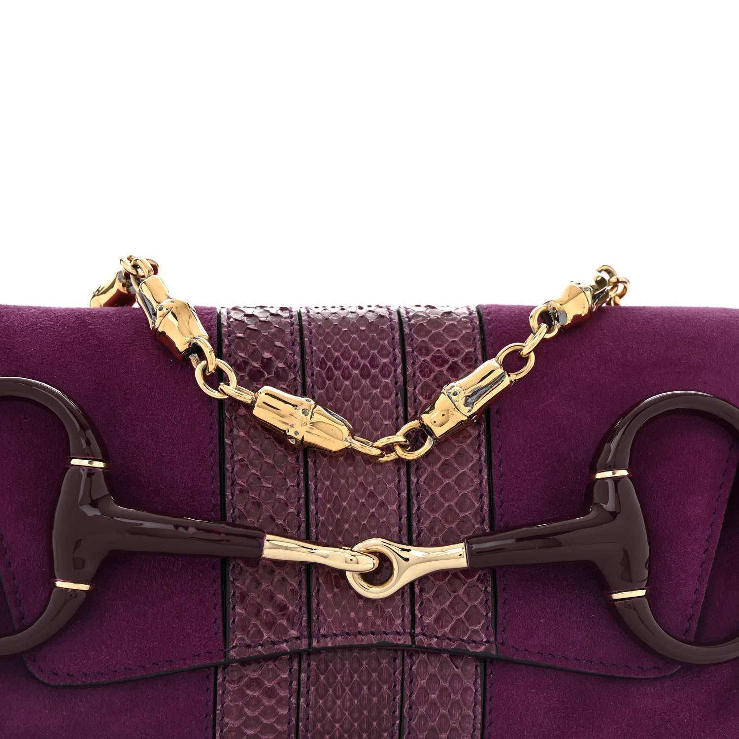 Gucci Tom Ford Suede Snakeskin Horsebit Clutch  Purple 8 of 12
