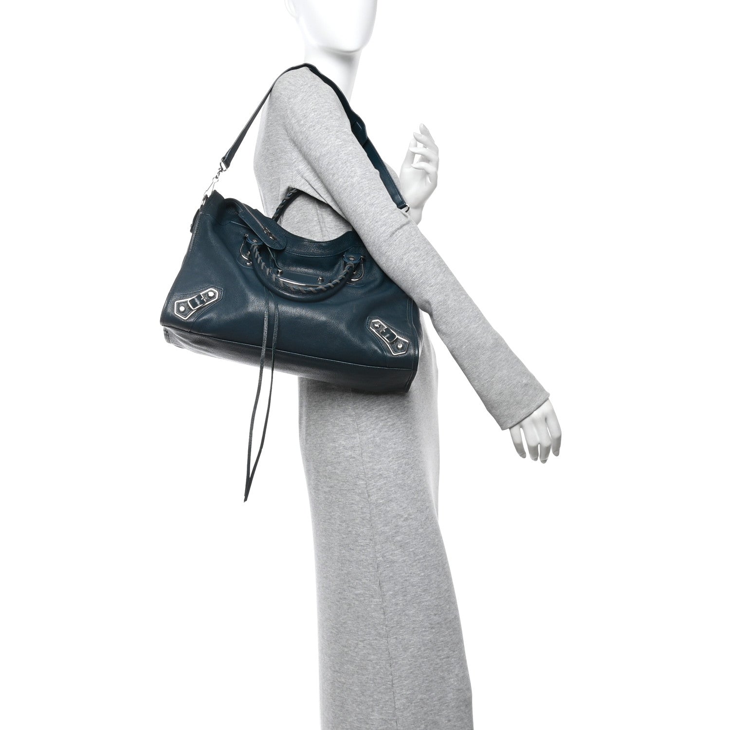 Balenciaga Chevre Silver Metallic Edge Hardware City Bleu Paon 2 of 11