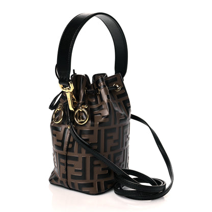 Fendi Vitello Liberty F is Fendi Bi-Color FF 1974 Embossed Mini Mon Tresor Bucket Bag Maya Black 3 of 11
