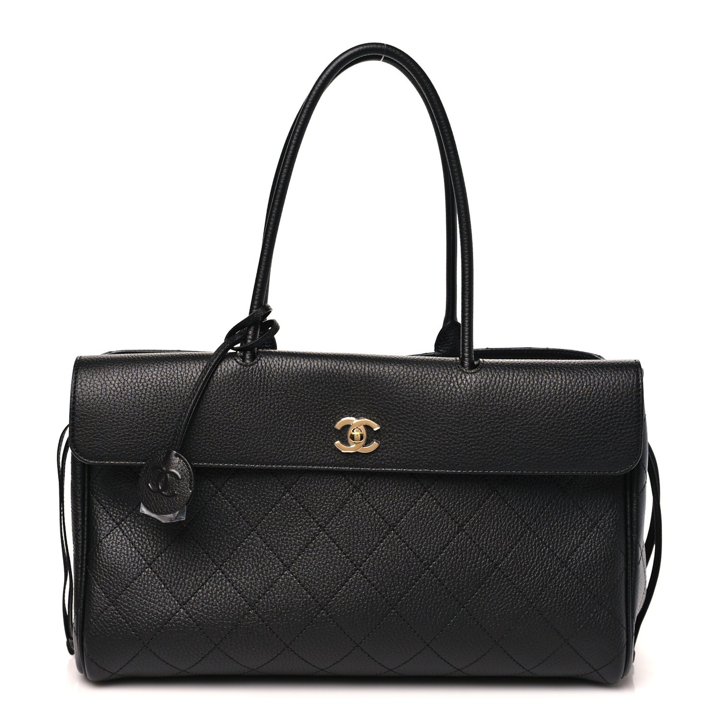 Grained Calfskin Stitched Urban Essentials Large Shopping Bag Black