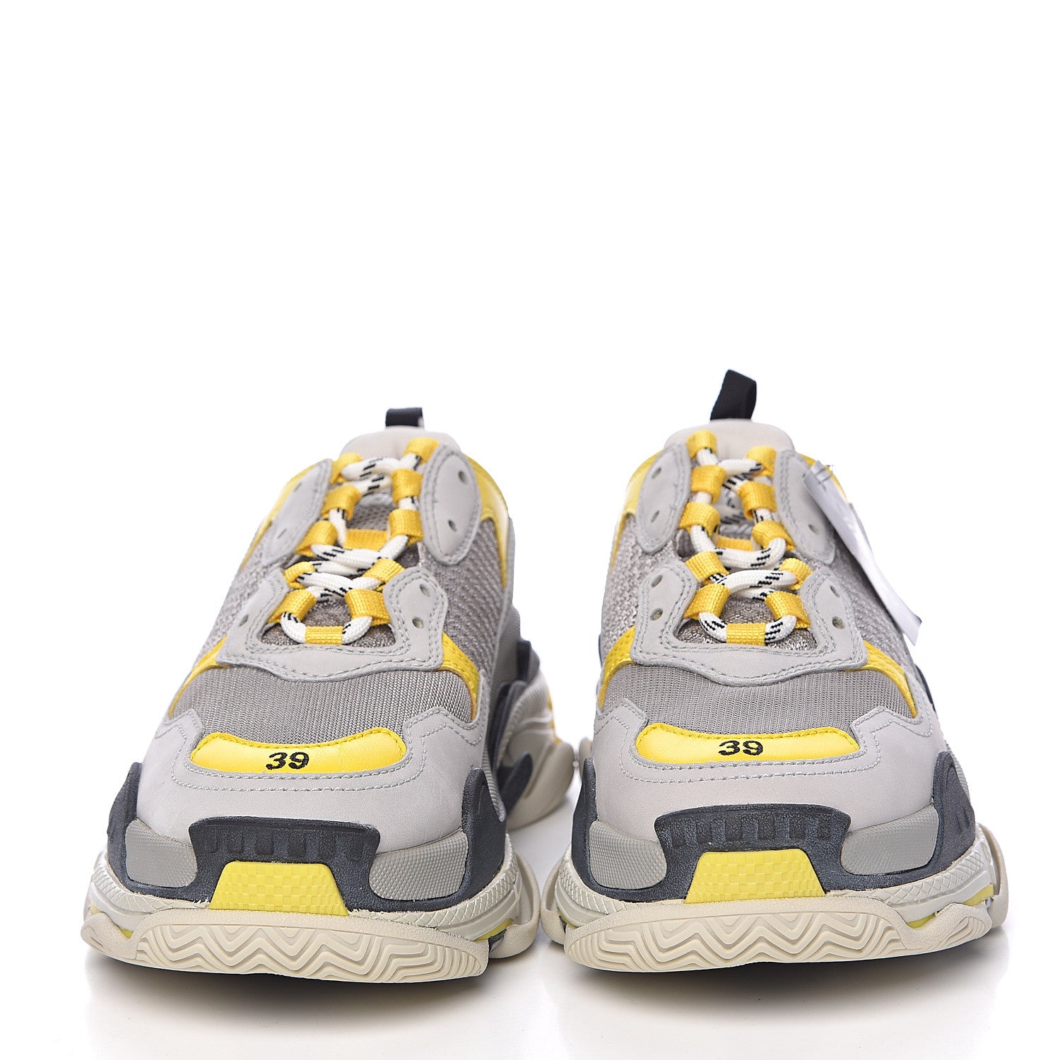 Balenciaga Fabric Mesh Womens Triple S Sneakers 39 Yellow Grey White 2 of 9