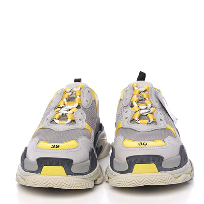 Balenciaga Fabric Mesh Womens Triple S Sneakers 39 Yellow Grey White 2 of 9