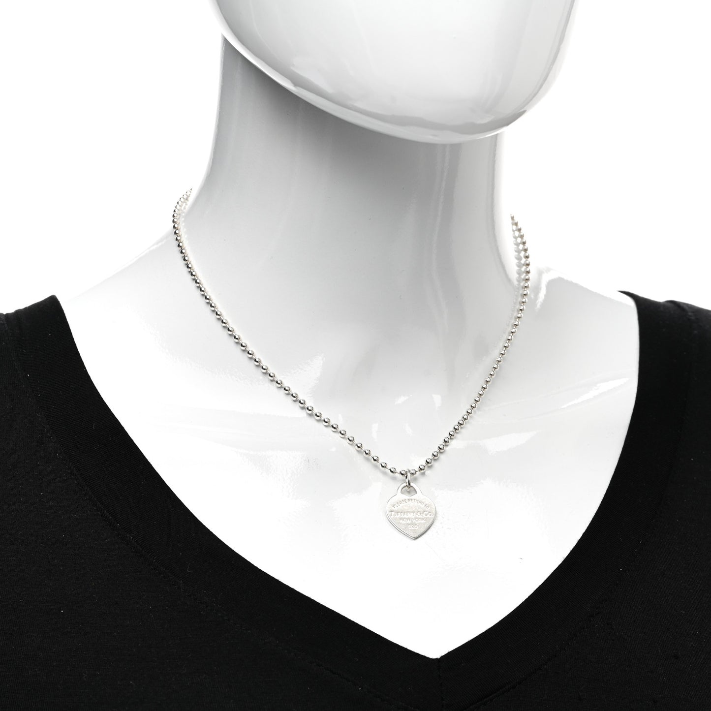 Sterling Silver Return To Tiffany Heart Tag Pendant Bead Chain Necklace