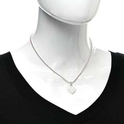 Tiffany Sterling Silver Return To Tiffany Heart Tag Pendant Bead Chain Necklace 2 of 4