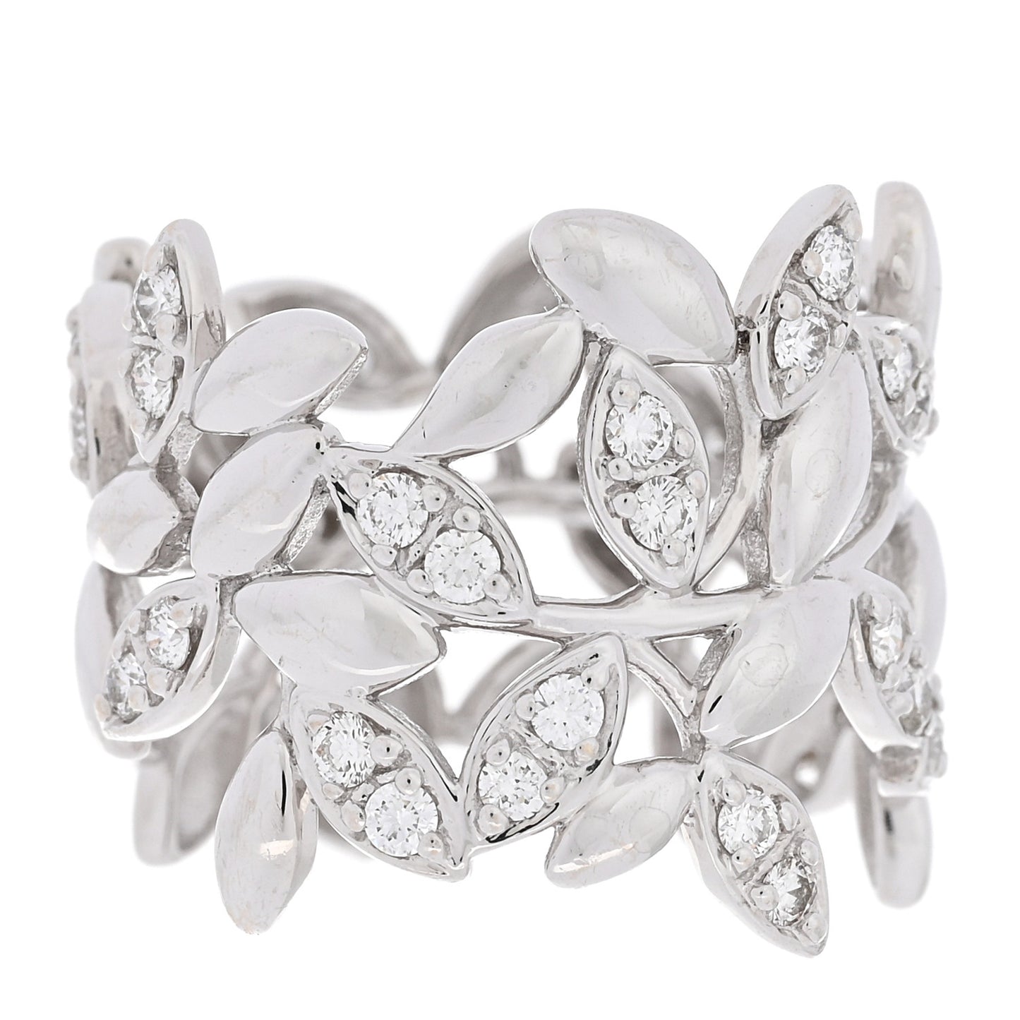 18K White Gold Diamond Paloma Picasso Olive Leaf Band Ring 49 5