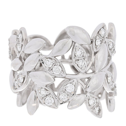 Tiffany 18K White Gold Diamond Paloma Picasso Olive Leaf Band Ring 49 5 1 of 4