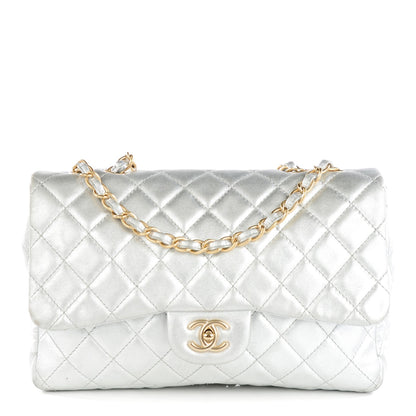 Chanel Metallic Lambskin Quilted Jumbo Single Flap Silver 1 of 9