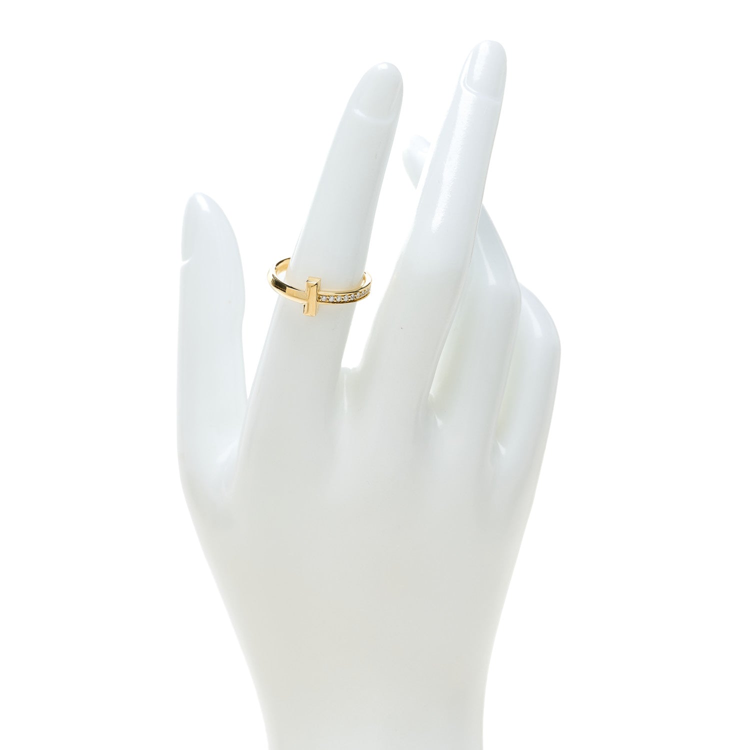Tiffany 18K Yellow Gold Diamond 2.5mm T T1 Ring 52 6 2 of 4