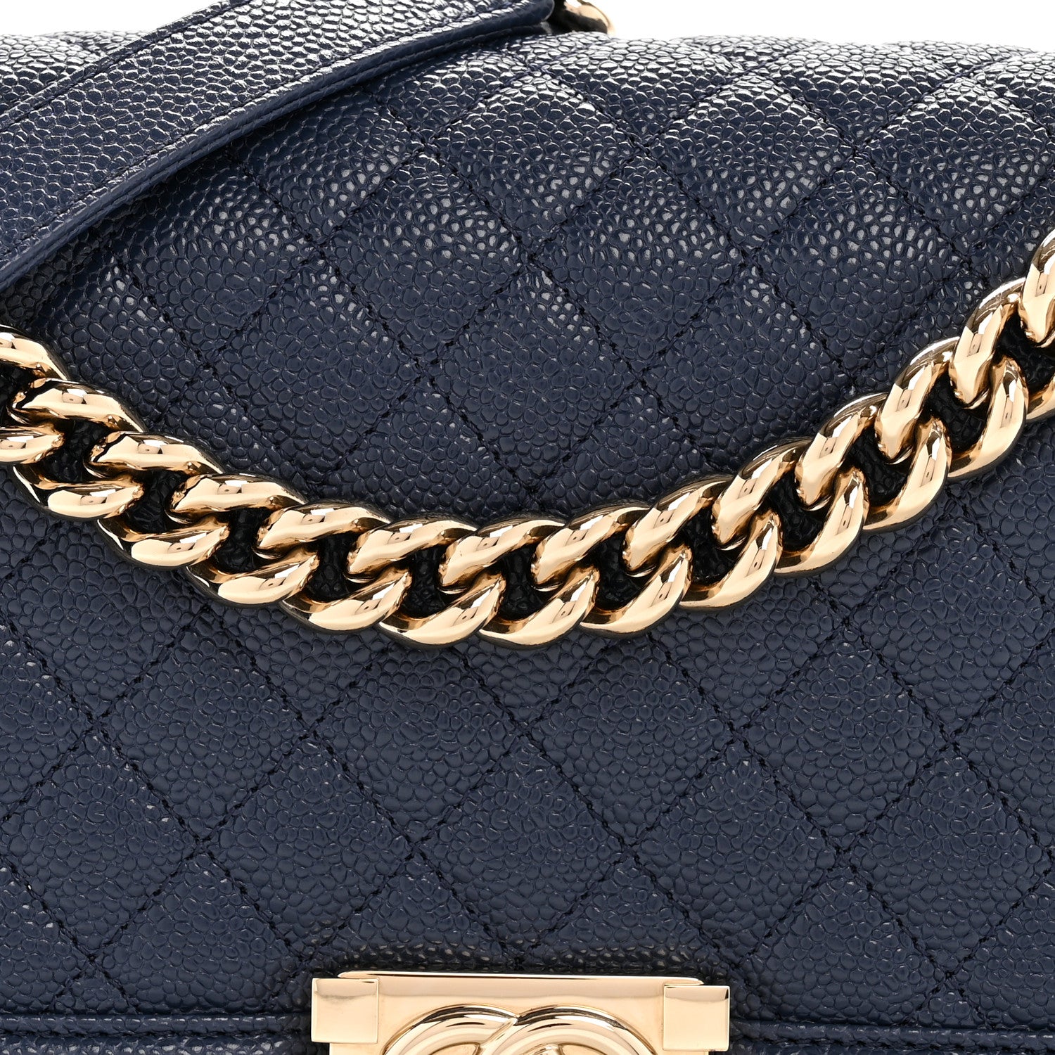 Chanel Caviar Quilted Medium Boy Flap Dark Blue 8 of 11
