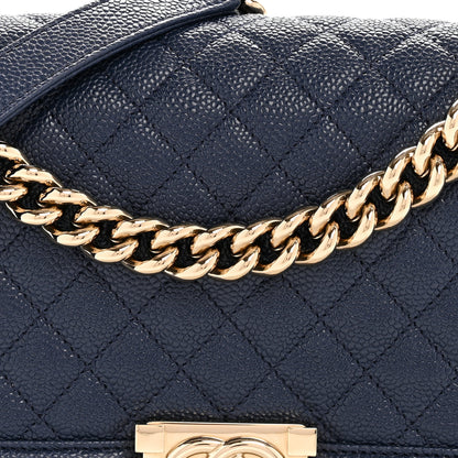 Chanel Caviar Quilted Medium Boy Flap Dark Blue 8 of 11