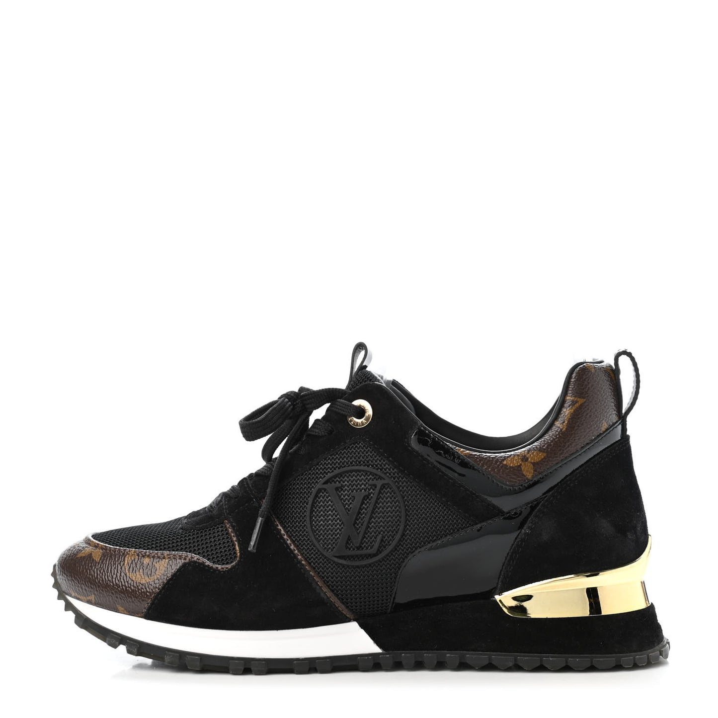 Suede Monogram Run Away Sneakers 37.5 Black