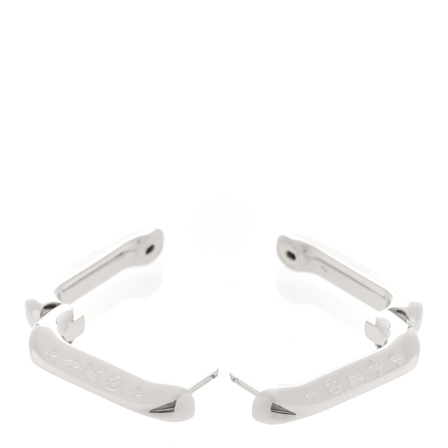 LV Edge Simple Hoop Earrings PM Silver
