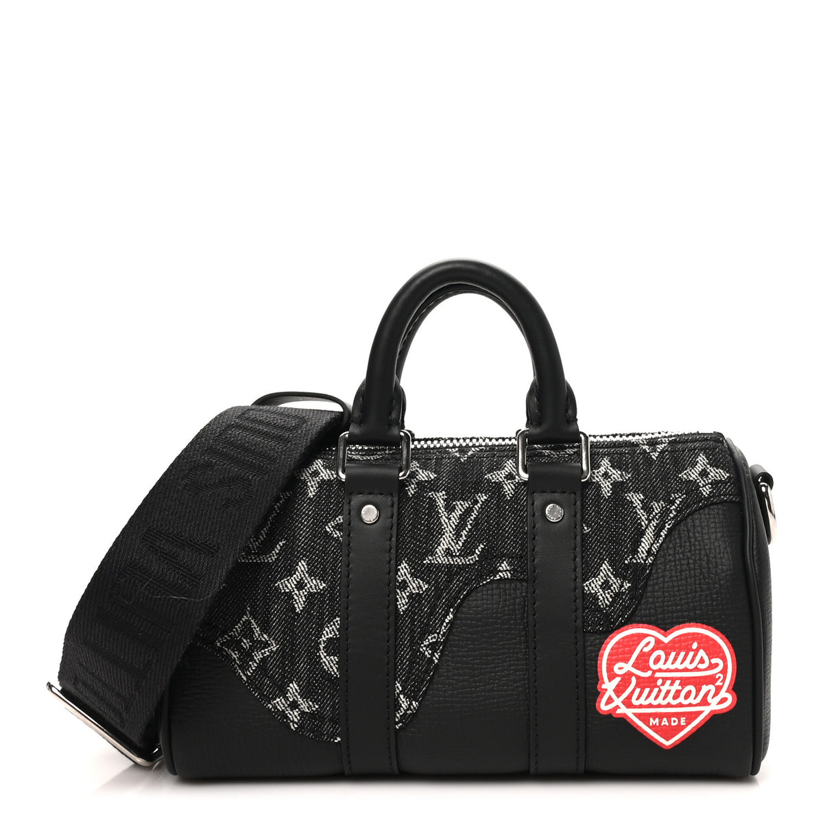 Louis Vuitton X NIGO Taurillon Monogram Denim Drip Keepall XS Black 1 of 8
