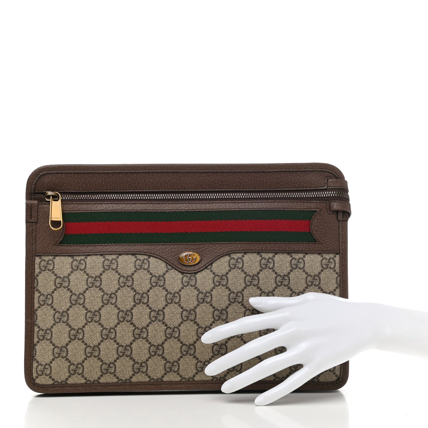 GG Supreme Monogram Web Small Ophidia Documents Holder Beige New Acero