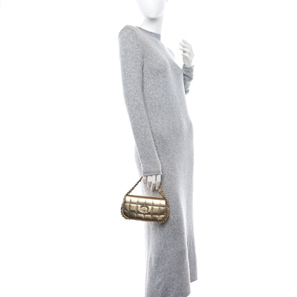 Chanel Metallic Lambskin Quilted Chocolate Bar 3 Chain Flap Gold 2 of 13