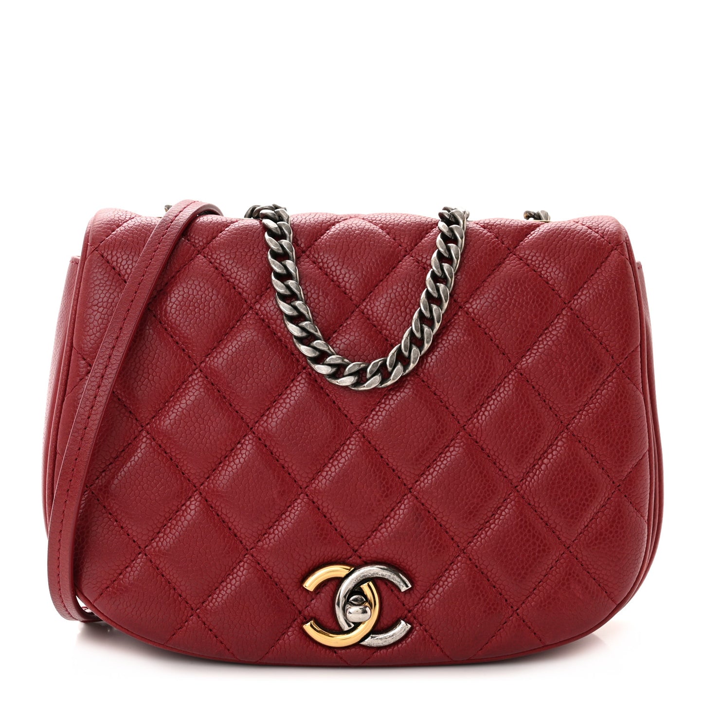 Caviar Quilted Casual Pocket Messenger Flap Red