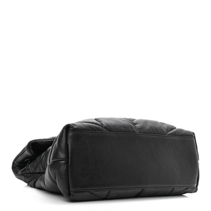 Saint Laurent Lambskin Quilted Monogram Monochrome Medium Loulou Puffer Chain Satchel Black 4 of 11