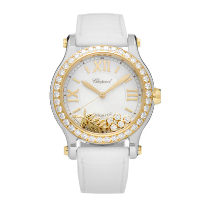 Chopard Stainless Steel 18K Yellow Gold Alligator Diamond Bezel 36mm Happy Sport Cannes Palm Automatic Watch 1 of 5