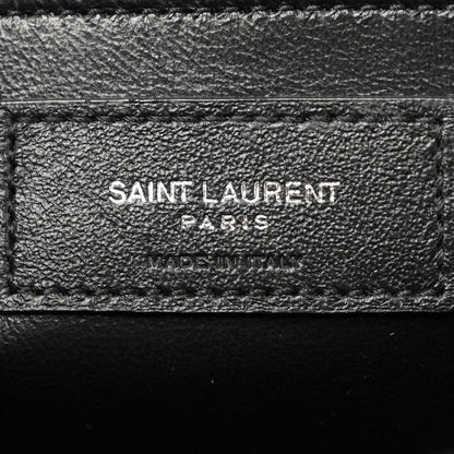 Saint Laurent Grain De Poudre Textured Mixed Matelasse Triquilt Medium Monogram Satchel Black 6 of 11