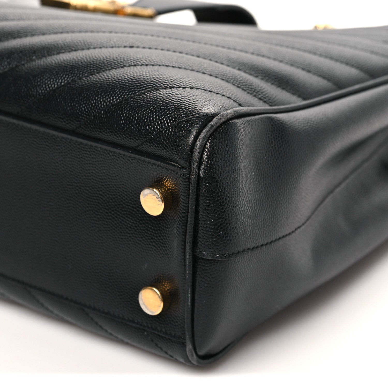 Saint Laurent Grain De Poudre Matelasse Chevron Monogram Shopping Bag Black 10 of 13