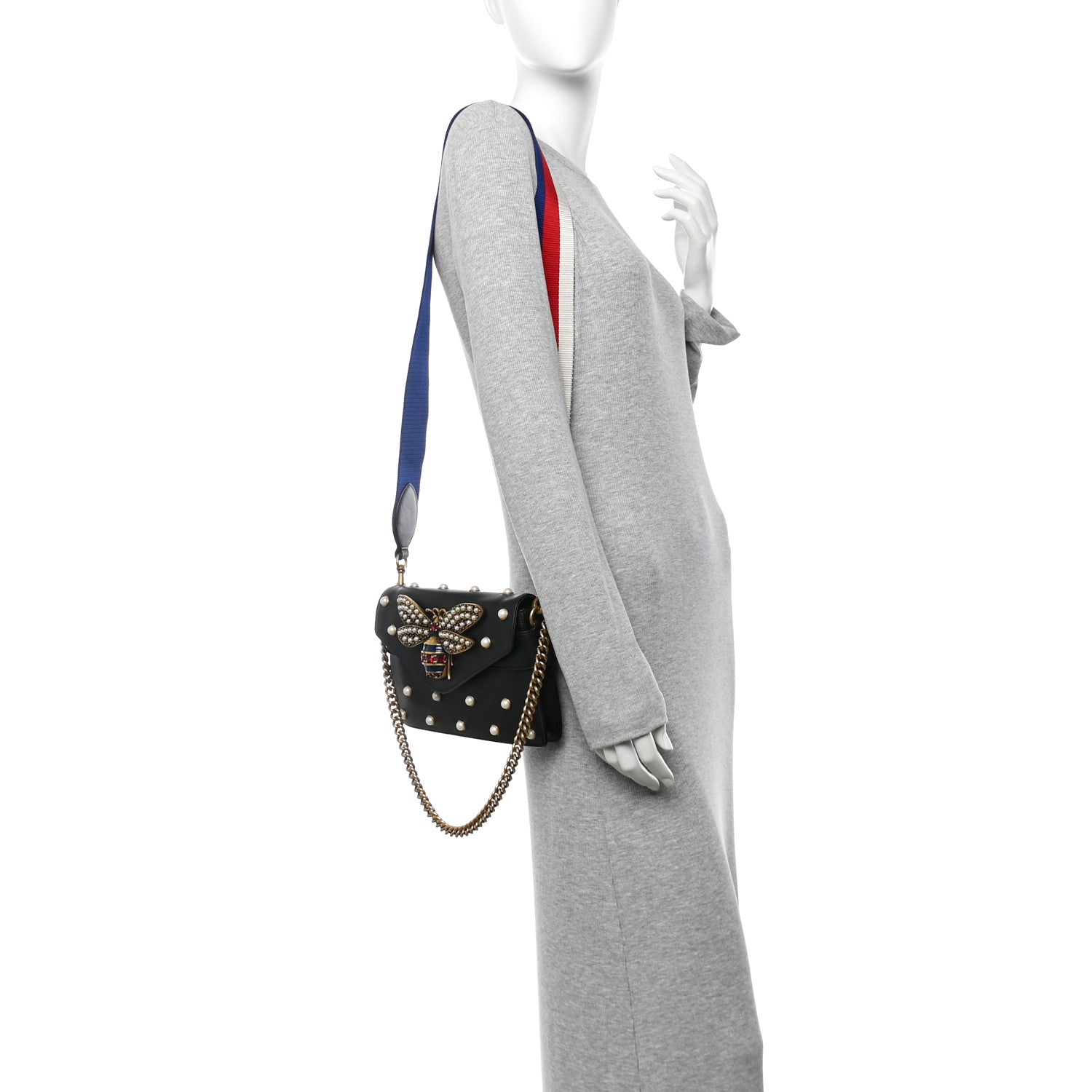 Gucci Nappa Pearl Studded Mini Queen Margaret Broadway Shoulder Bag Black 2 of 10