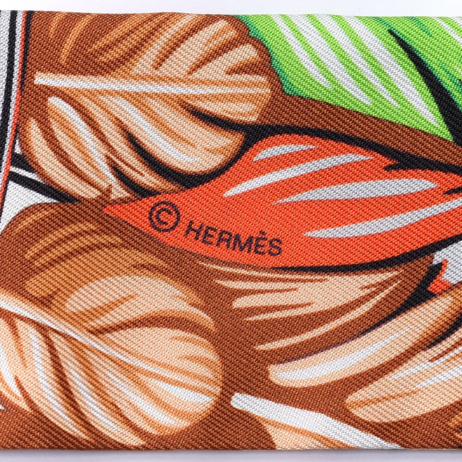 Hermes Silk La Danse Pacifique Twilly Vert Vif Corail 3 of 4