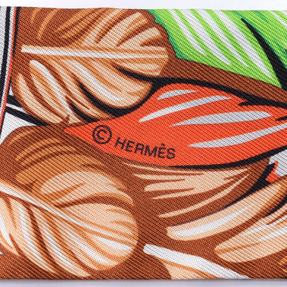 Hermes Silk La Danse Pacifique Twilly Vert Vif Corail 3 of 4