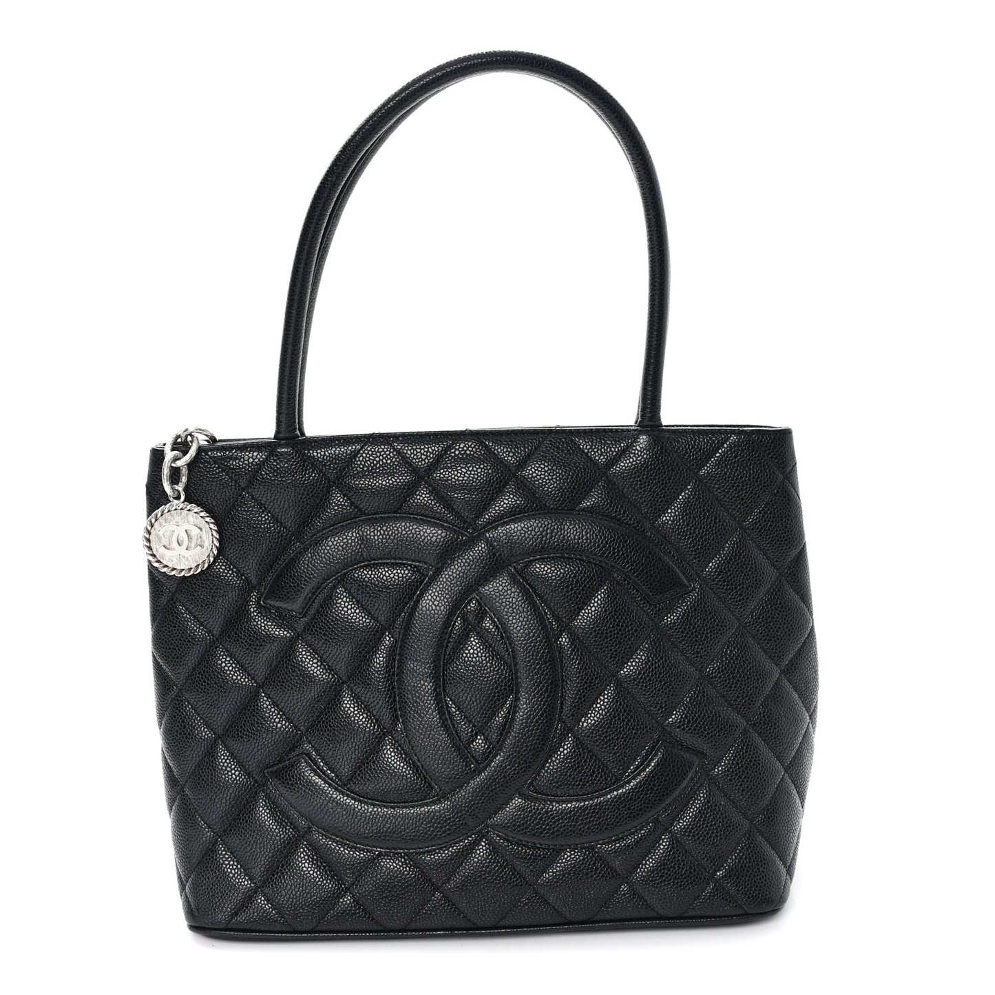 Caviar Quilted Medallion Tote Black
