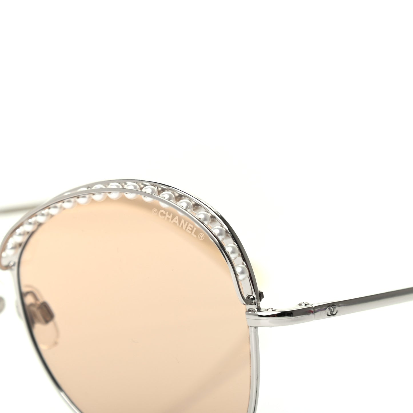 Metal Pearl Sunglasses 4246-H Silver Beige