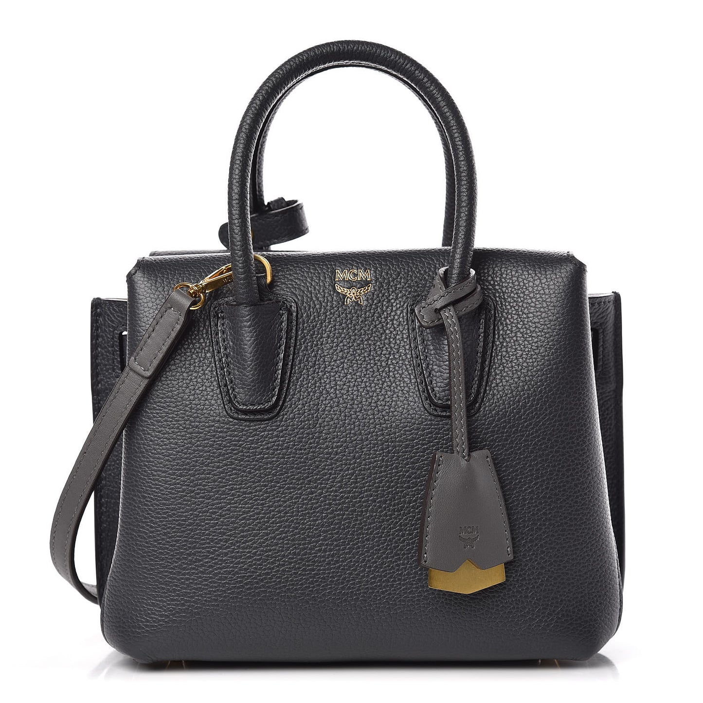 Grained Calfskin Mini Milla Tote Phantom Grey
