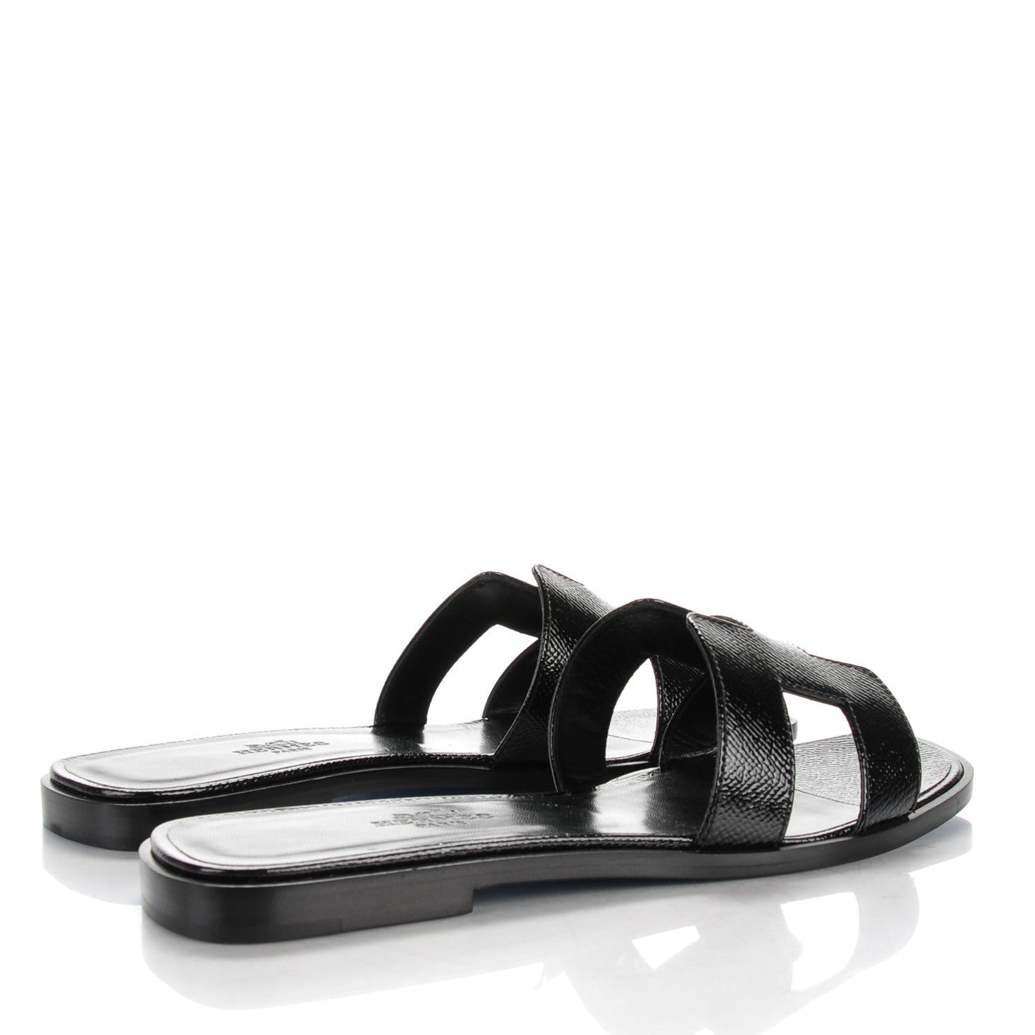 Hermes Patent Epsom Oran Sandals 36.5 Black 4 of 7