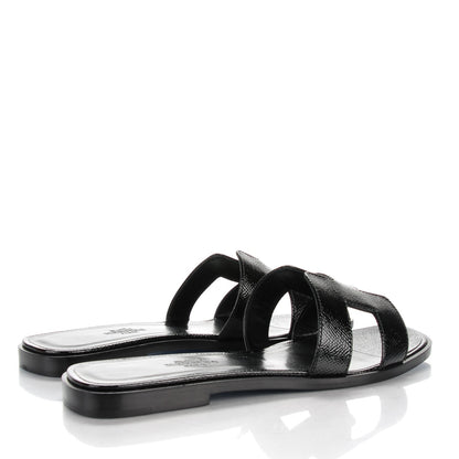 Hermes Patent Epsom Oran Sandals 36.5 Black 4 of 7