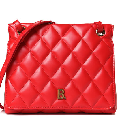 Balenciaga Nappa Calfskin Quilted Medium Touch B Shoulder Bag Bright Red 8 of 14
