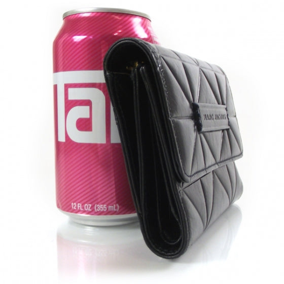 Leather Patchwork Medium Wallet Black