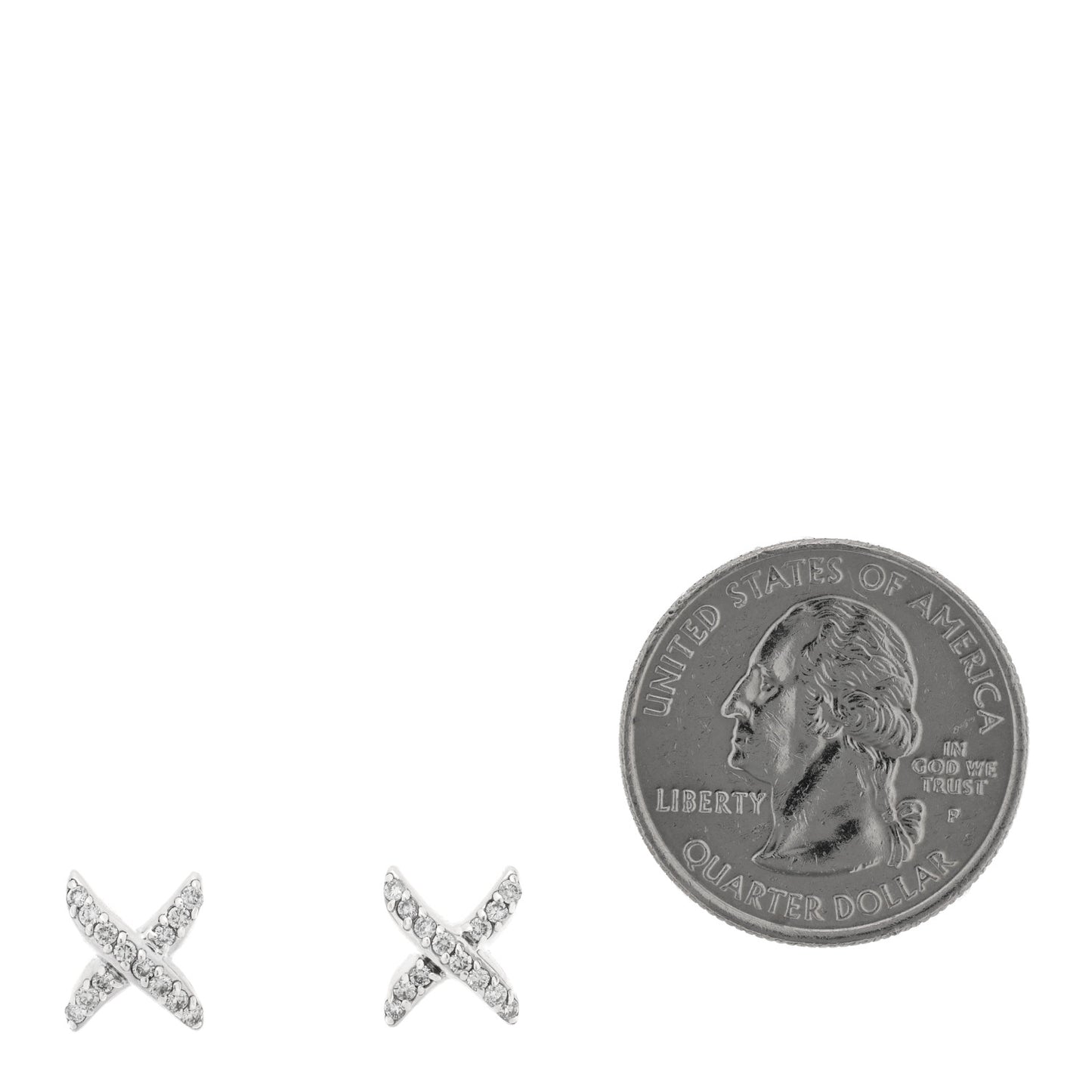 Sterling Silver Diamond X Stud Earrings