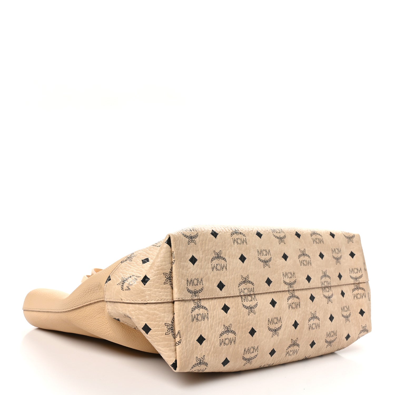 MCM Calfskin Visetos Anya Shopper Tote Beige 4 of 11