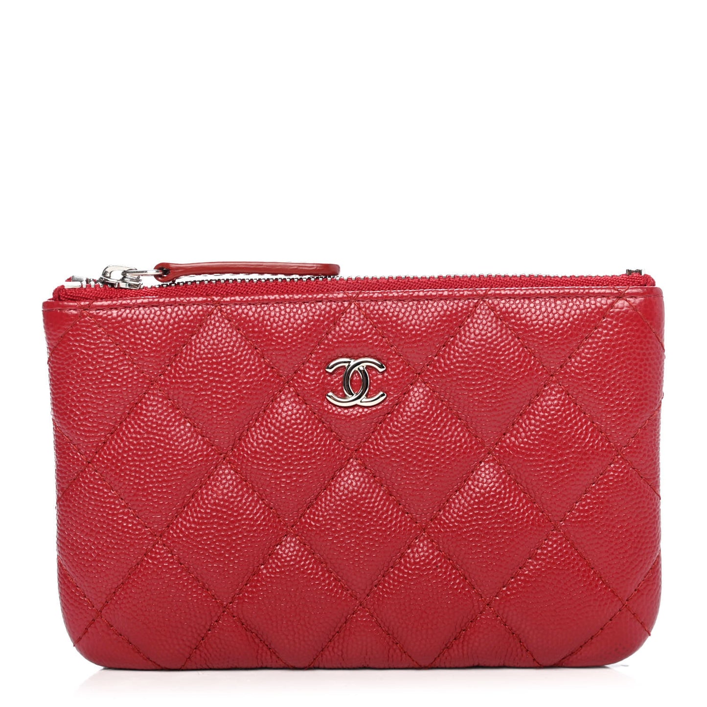 Caviar Quilted Small Cosmetic Case Red
