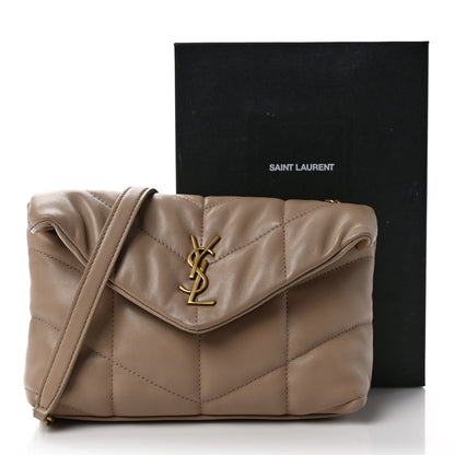 Saint Laurent Lambskin Quilted Toy Loulou Puffer Monogram Chain Satchel Nude Powder 10 of 10