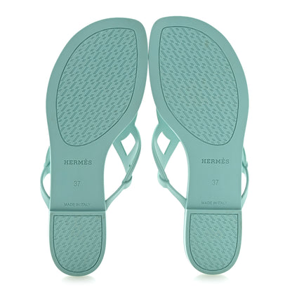 Hermes Rubber Womens Egerie Sandals 37 Vert Embrun 6 of 10