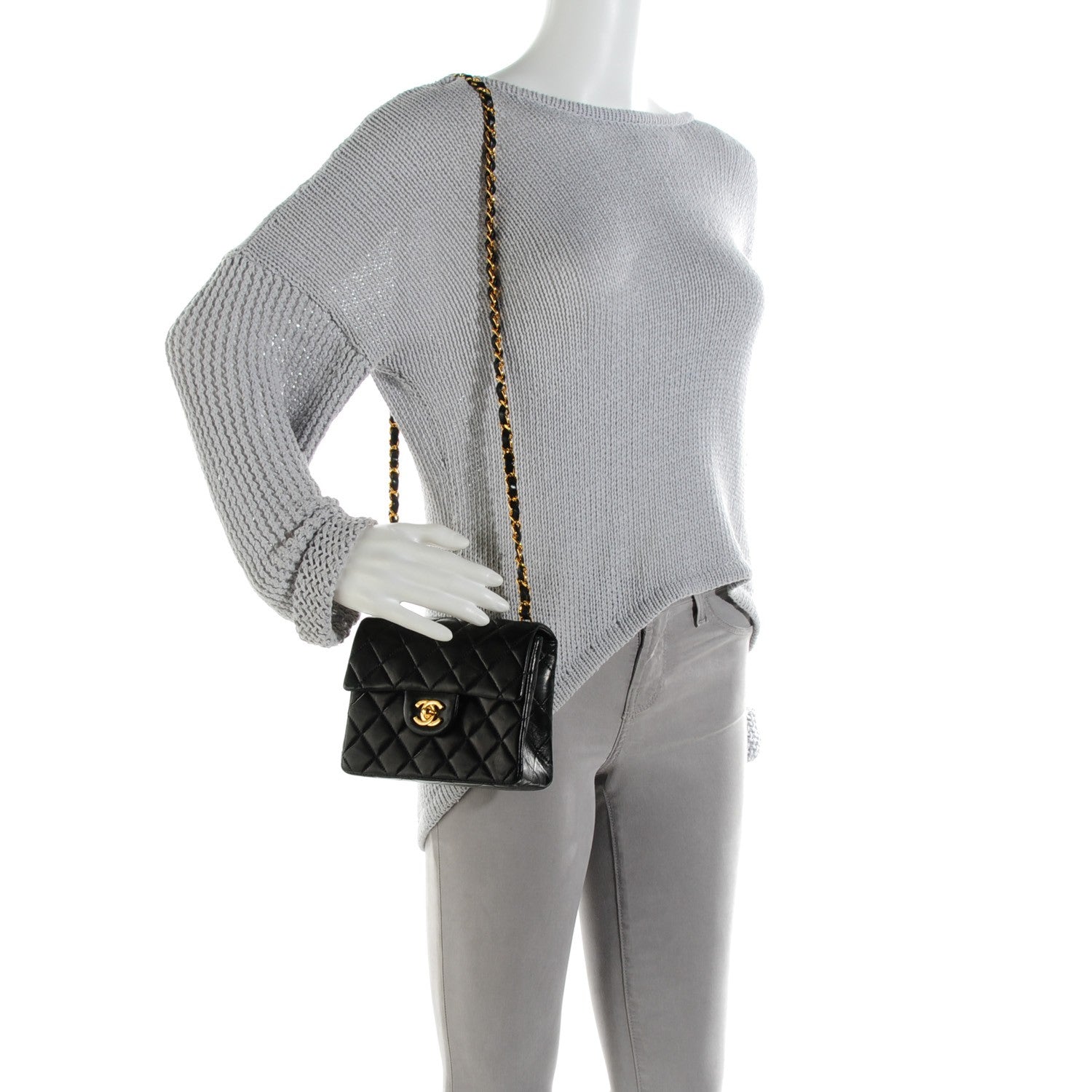 Chanel Lambskin Quilted Mini Square Flap Black 2 of 8