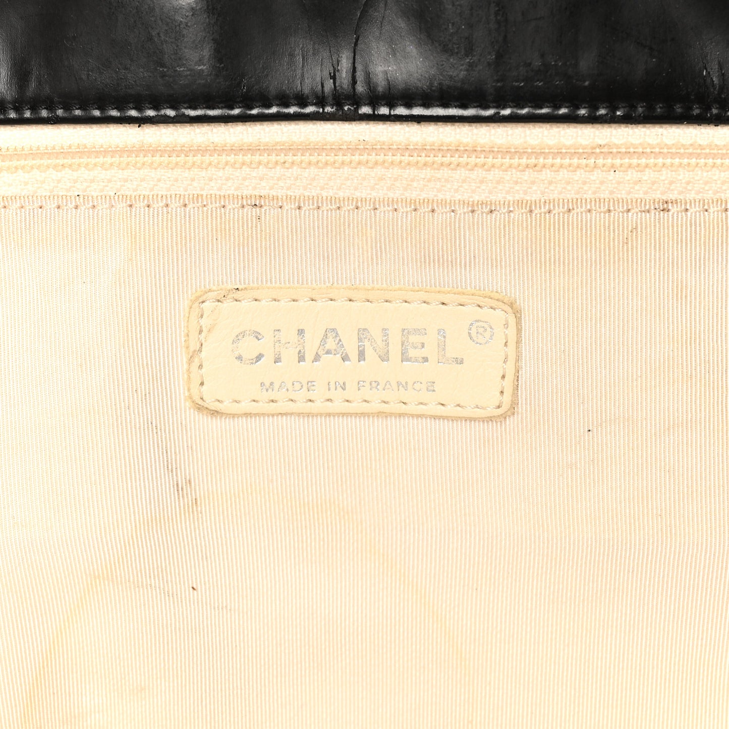 Patent Terry Cloth CC Heart Shoulder Bag Black