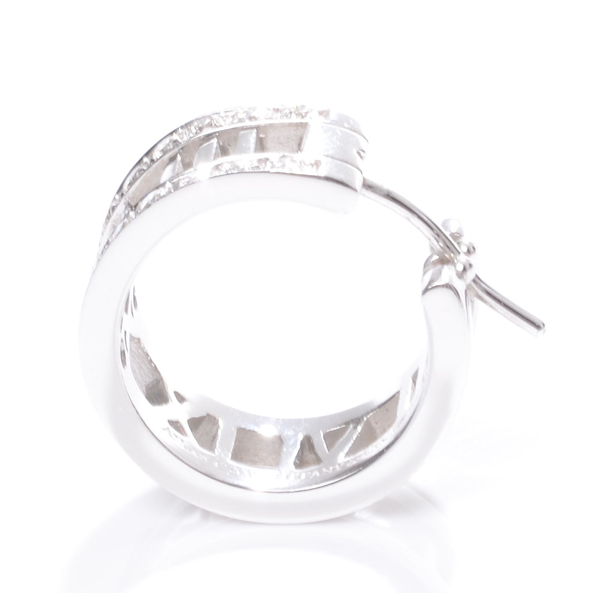 Tiffany 18K White Gold Diamond Atlas Open Hoop Earrings 3 of 5