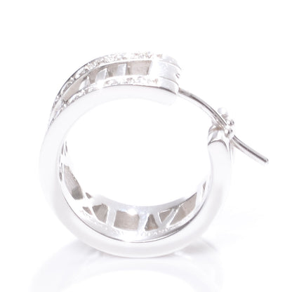 Tiffany 18K White Gold Diamond Atlas Open Hoop Earrings 3 of 5