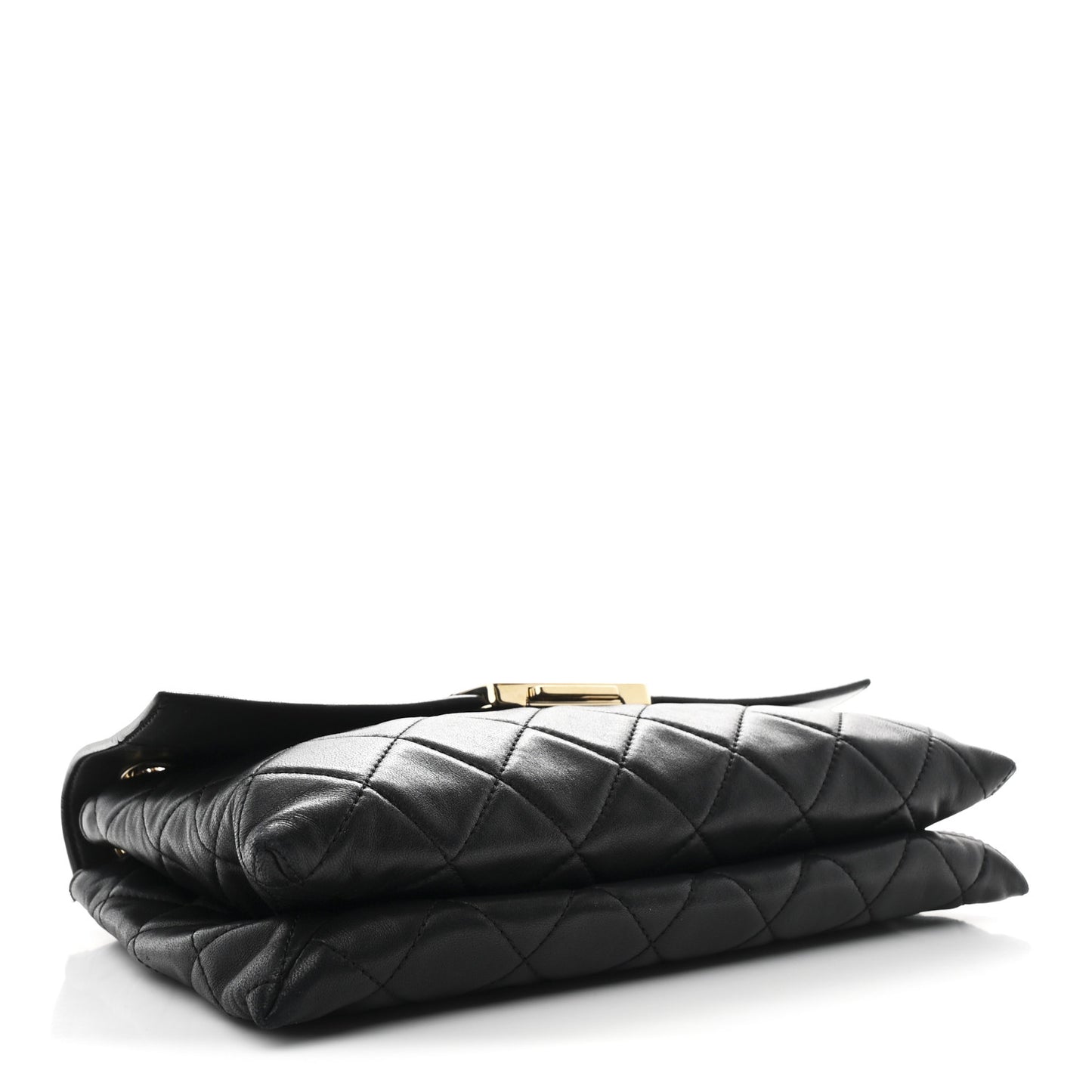 Lambskin Quilted Retro Label Clutch Black