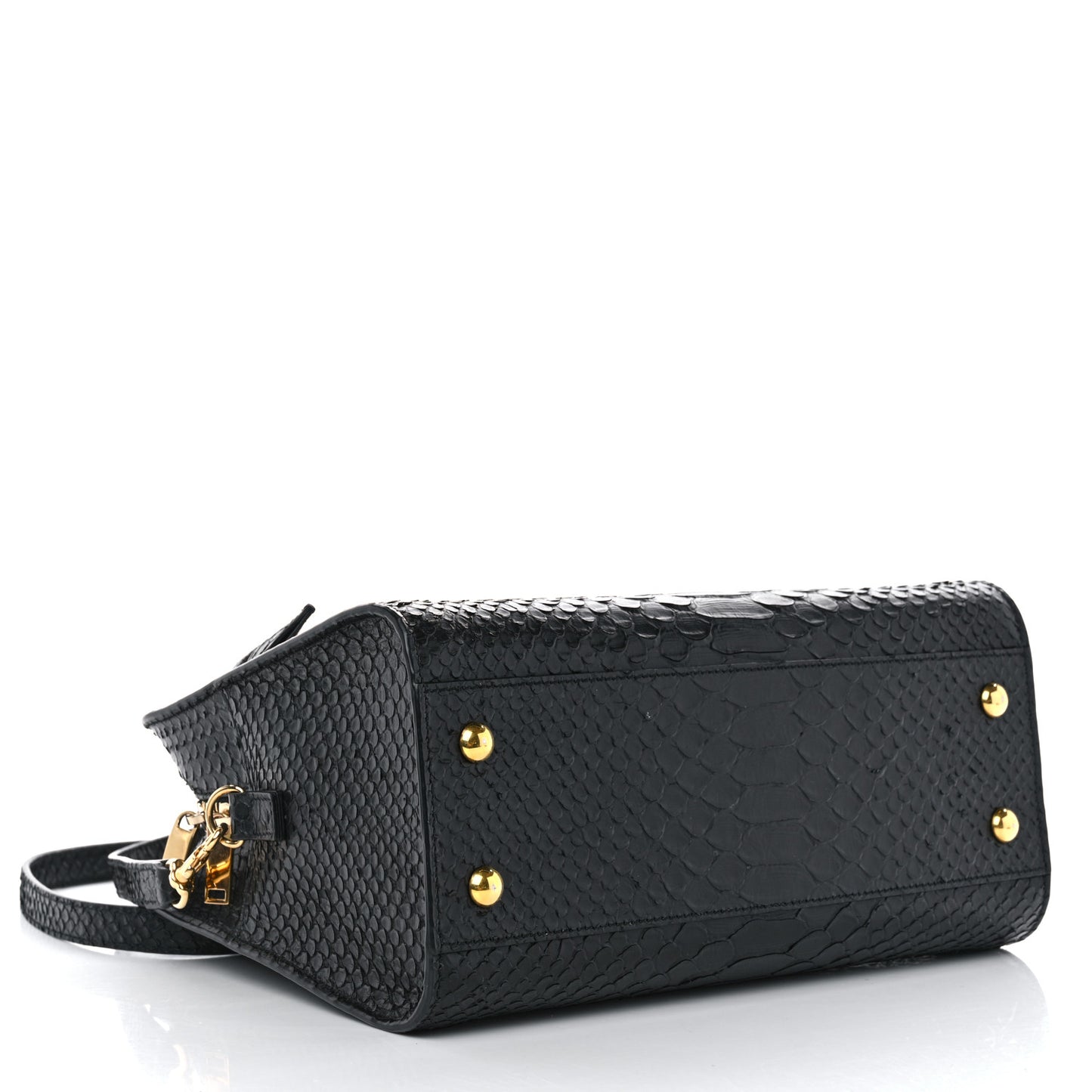 Python Calfskin Embossed Monogram Baby Cabas Black