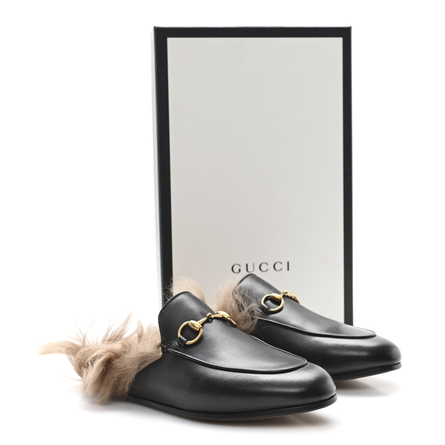 Calfskin Fur Womens Princetown Slippers 36 Black