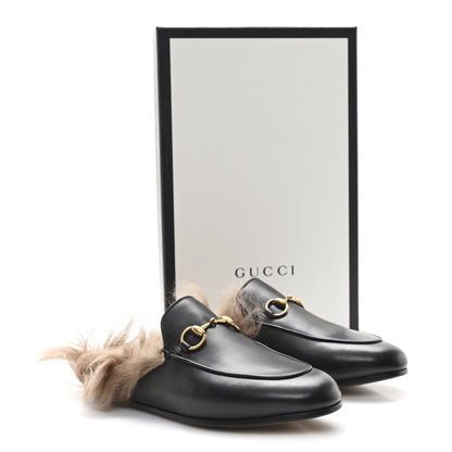 Gucci Calfskin Fur Womens Princetown Slippers 36 Black 9 of 9