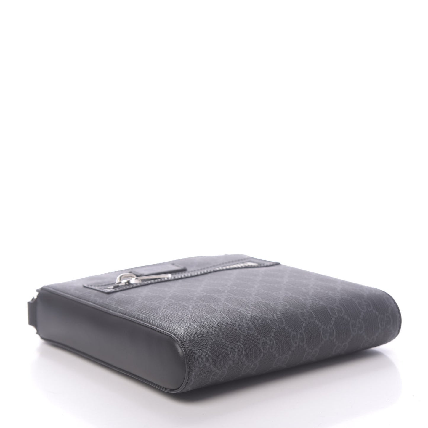 GG Supreme Monogram Web Small Flat Messenger Bag Black Grey