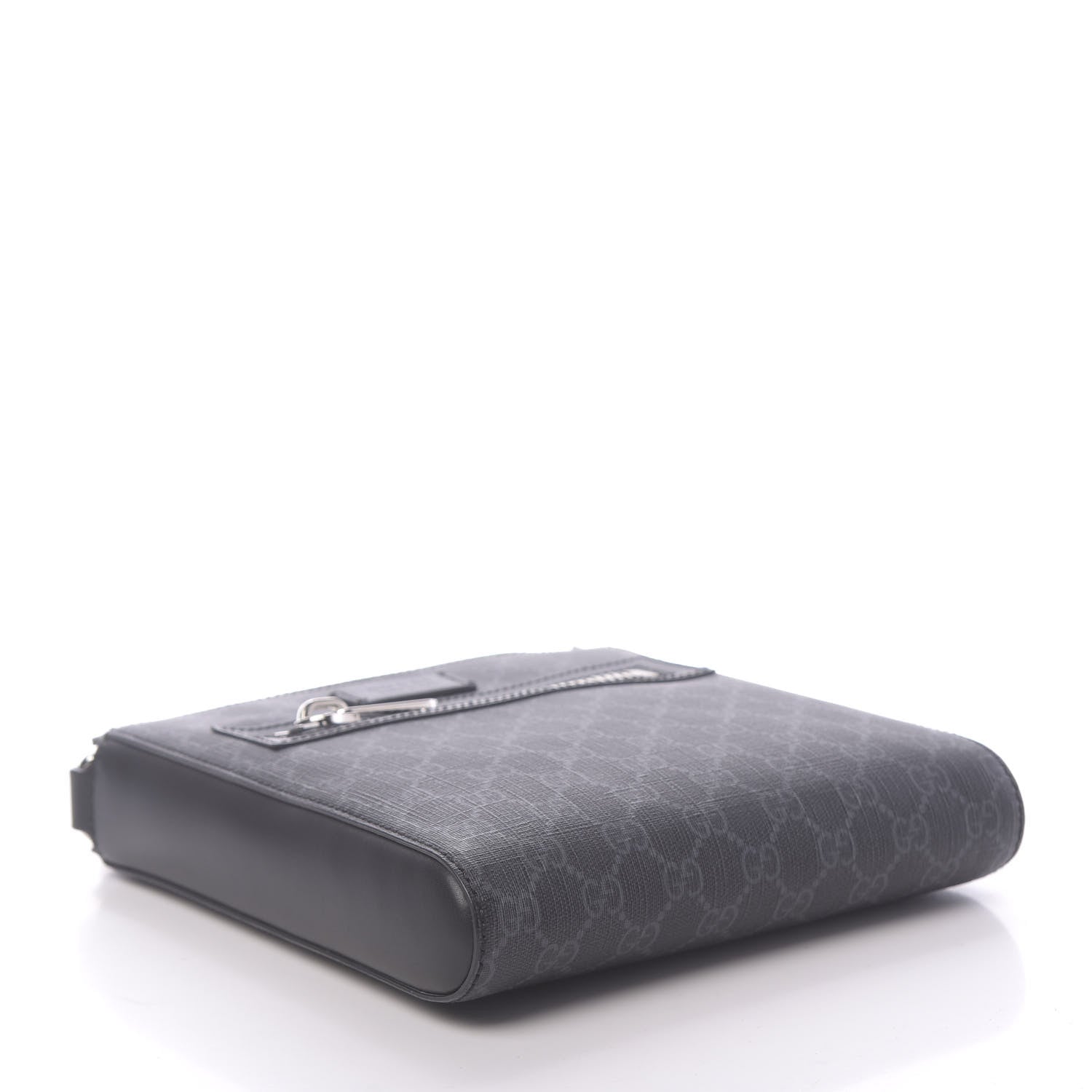 Gucci GG Supreme Monogram Web Small Flat Messenger Bag Black Grey 4 of 10