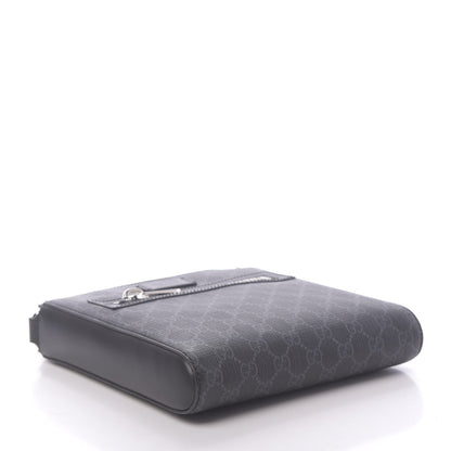 Gucci GG Supreme Monogram Web Small Flat Messenger Bag Black Grey 4 of 10